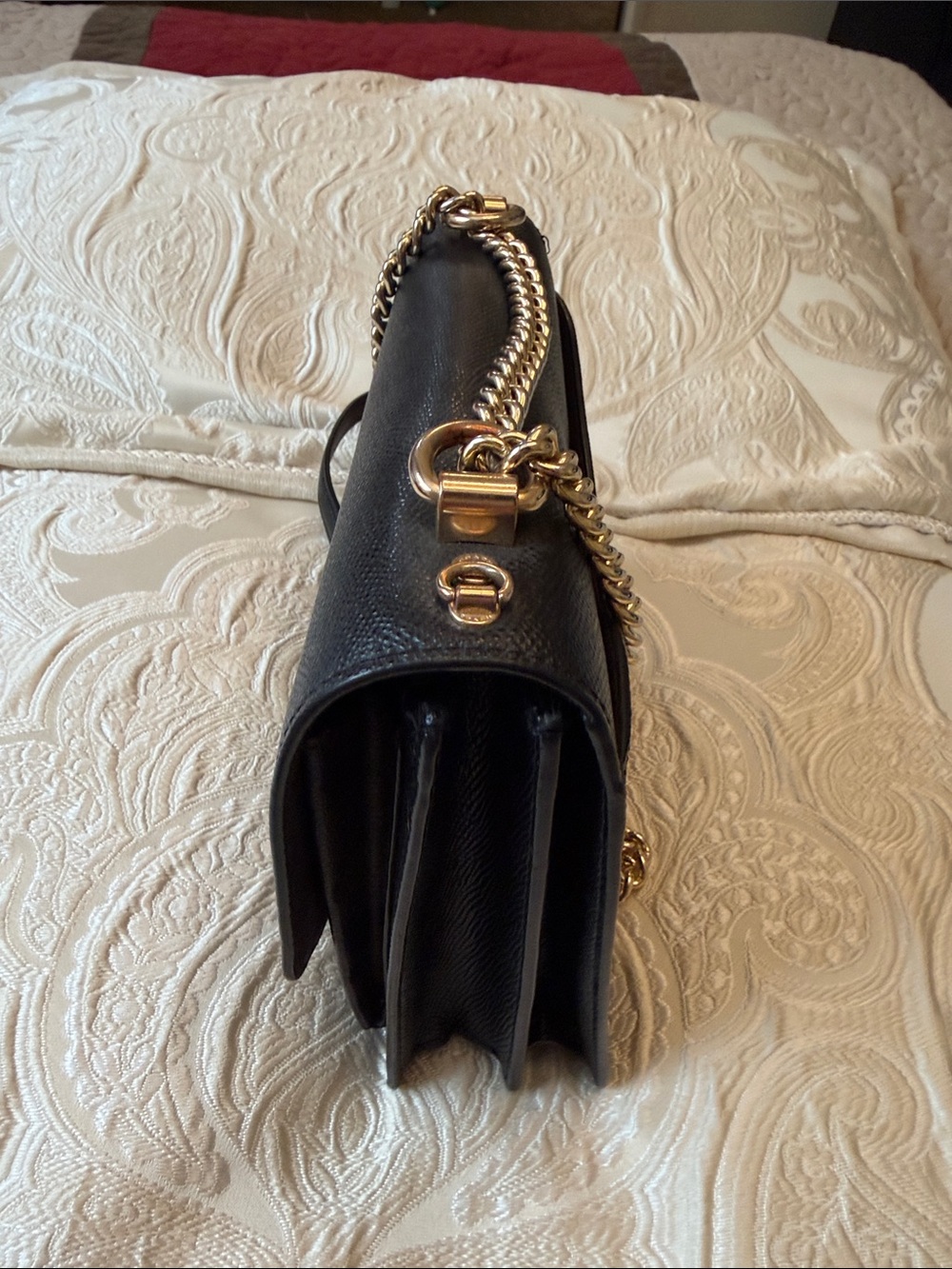 Coach Black Leather Crossbody with Gold Chain - Picture 10 of 10